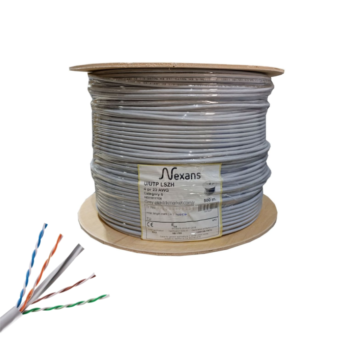 Nexans Cat6 Halogen Free LSZH Gri Data Kablosu 23 AWG %100 Bakır - Görsel 2