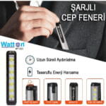 TYPE-C Girişli Mıknatıslı Şarjlı Cep Feneri WATTON WT-333