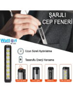 TYPE-C Girişli Mıknatıslı Şarjlı Cep Feneri WATTON WT-333