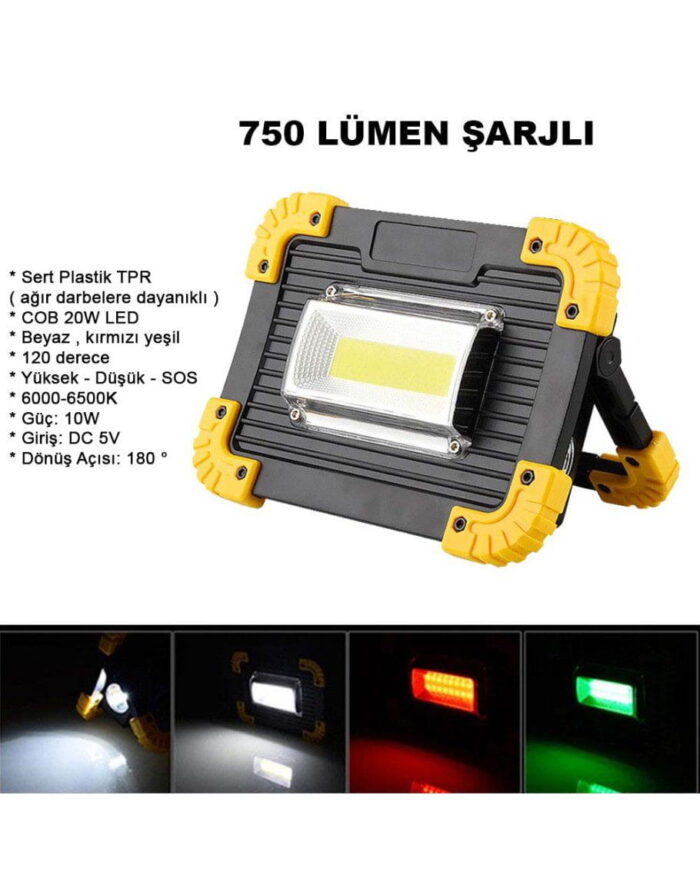 750 Lümen Powerbank Şarjlı Işıldak Watton Wt-330 - Görsel 2