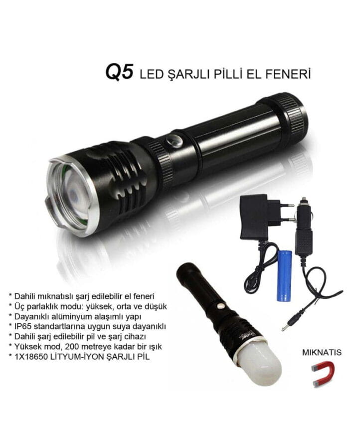 Flaşörlü Uzun Mesafeli Şarjlı Pilli Mıknatıslı EL Feneri Watton Wt-282 - Görsel 2