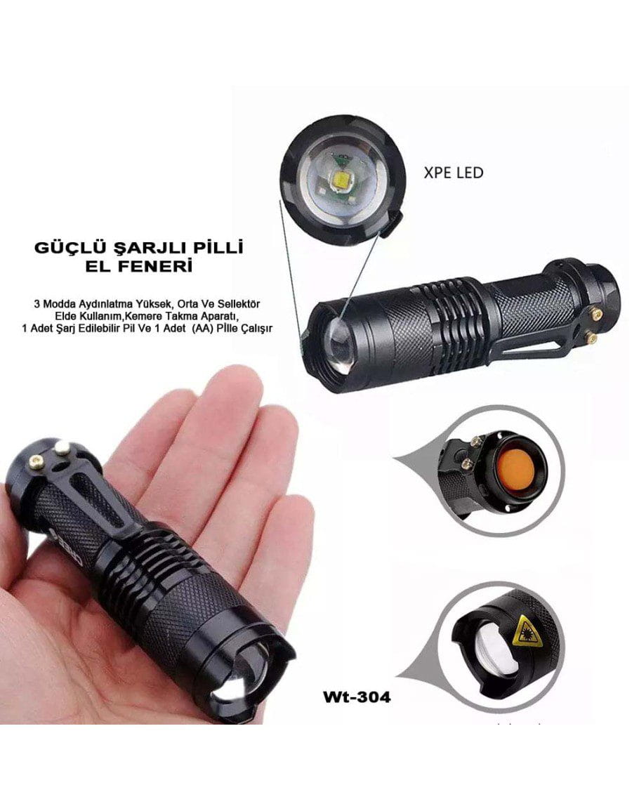 Mini Güçlü Şarjlı Pilli EL Feneri Watton Wt-304-88-910x1155 Mini Güçlü Şarjlı Pilli EL Feneri Watton Wt-304 - Görsel 1