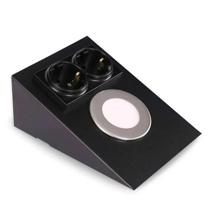 Erkin Aydınlatma Mutfak Aydınlatma Tezgah Altı Led Prizli Led Aydınlatma Armatür Siyah Metal - Görsel 2