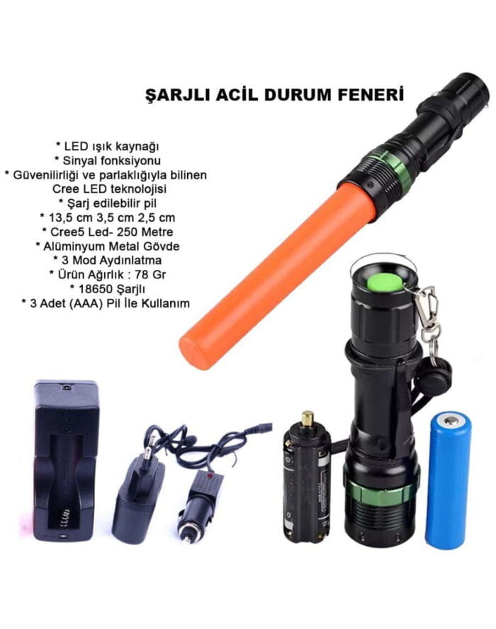 Sinyalli Acil Durum EL Feneri Cree5 Watton Wt-262 - Görsel 2