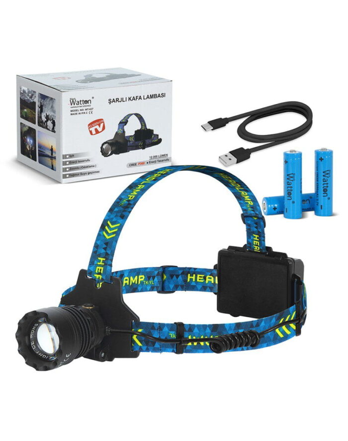 CREE P360 - 12,000 LÜMEN ŞARJLI KAFA LAMBASI WATTON WT-627 - Görsel 2
