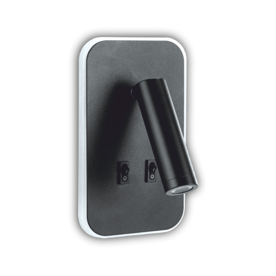 ct-5253 Cata 13W Tuvalu Yatak Başı Çift Kademeli Dekoratif Led Aplik Siyah kasa CT-5253S - Görsel 1