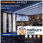 SAMSUNG 24V 6500K Beyaz Işık Çift Sıra Yüksek Lümen Pergola Tente LED – SMT-121 (7W, Sıva Üstü)