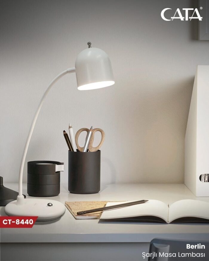 Cata Berlin Şarjlı Masa Lambası Beyaz CT-8440B - Görsel 2