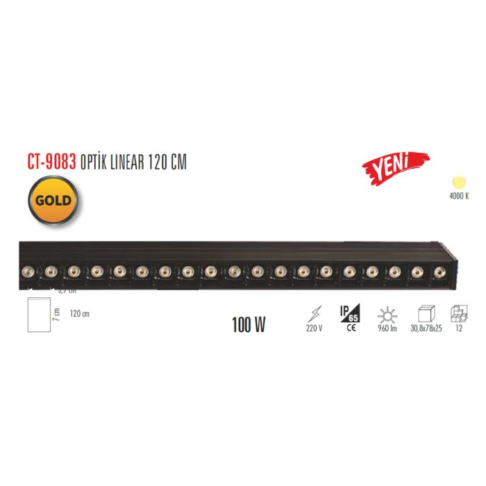 Cata 100W Optik Linear Armatür 120Cm 4000K Naturel Beyaz Ct-9083 - Görsel 2