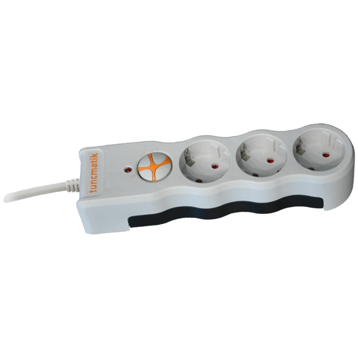 Tunçmatik Üçlü 1.5 Metre Kablolu Akım Korumalı Priz Anahtarlı Beyaz TSK19009 - Görsel 2
