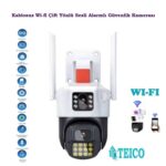 Teico-4233 Alarmlı WiFi Çift Kameralı Güvenlik Kamerası – Yapay Zekâ Destekli 9MP Akıllı Kamera