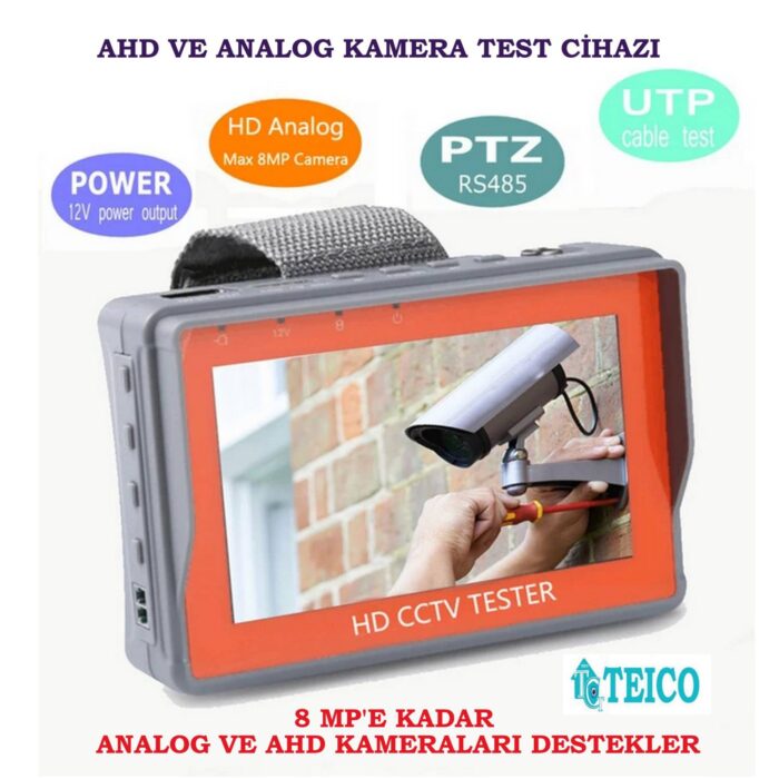 TEICO-5888 8MP AHD Analog Kamera Test Cihazı – 4.3” CCTV Test Monitörü - Görsel 2