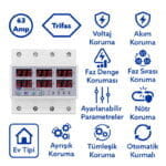 Tomzn 63A 3 Fazlı Akım ve Voltaj Koruma Rölesi – Trifaz Gerilim Koruyucu (Ayrışık Faz Koruma)