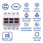 Tomzn Trifaz 380V 100A Voltaj ve Akım Koruma Rölesi – Sanayi Tipi 3 Fazlı Gerilim Koruyucu