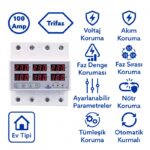 Tomzn 3 Faz 220V 100A Voltaj ve Akım Koruma Rölesi – Dahili Kontaktörlü Trifaz Elektrik Bekçisi