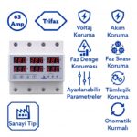 Tomzn Trifaz Nötrsüz 380V 63A Voltaj ve Akım Koruma Rölesi – 3 Fazlı Sanayi Tipi Gerilim Koruyucu