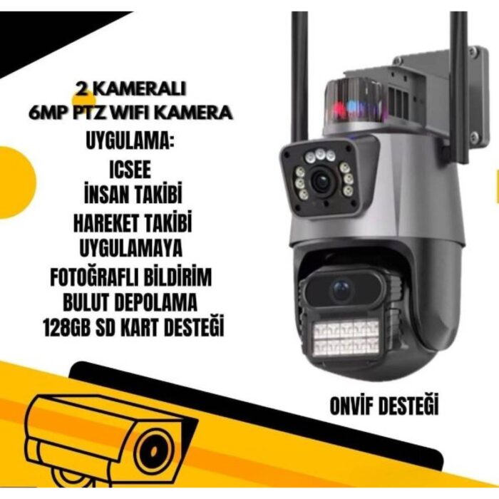 2 Kameralı 3 MP PTZ WiFi Speed Dome Kamera Teico-4122 - Görsel 2