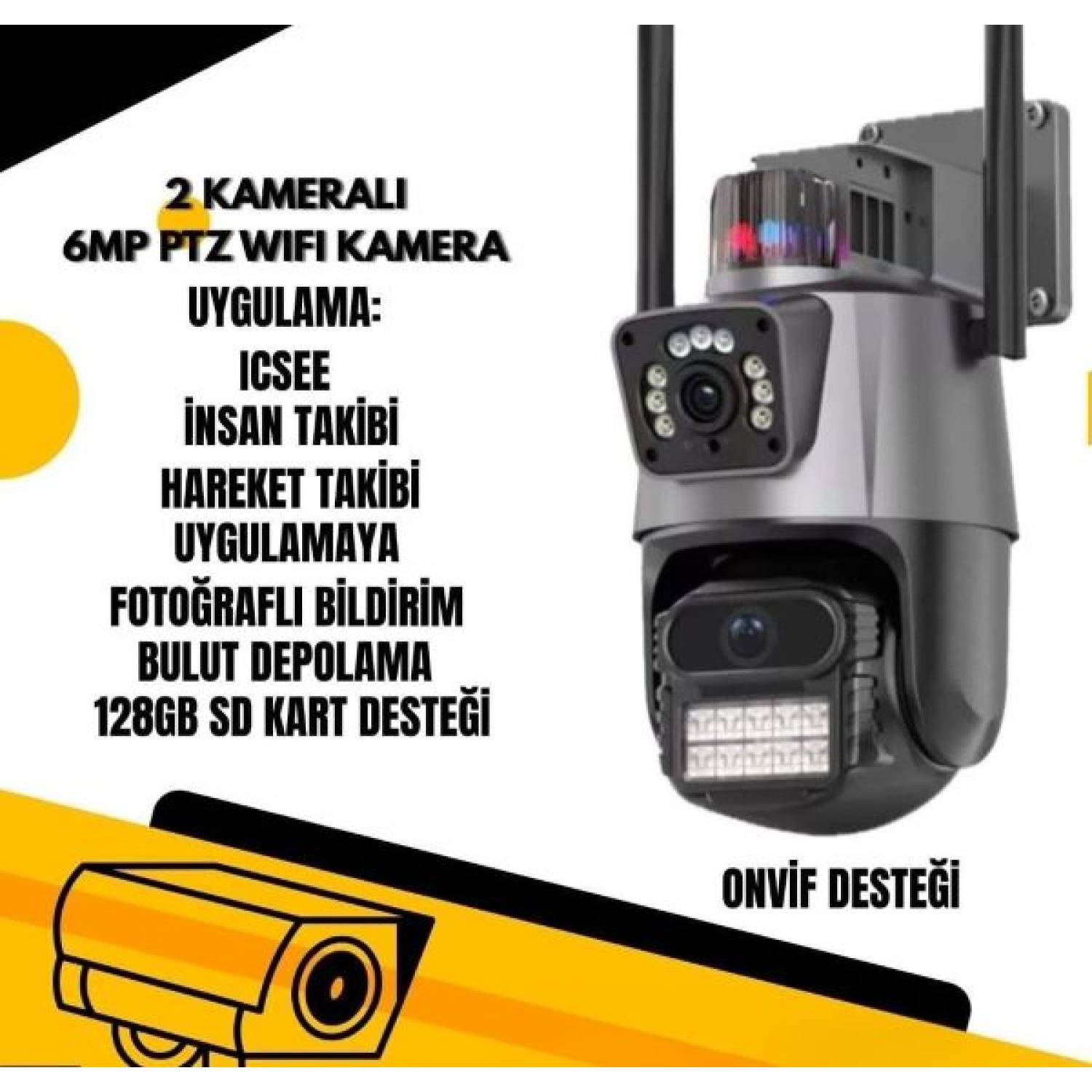2 Kameralı 3 MP PTZ Wifi Speed Dome Kamera Teico-4122 2 Kameralı 3 MP PTZ WiFi Speed Dome Kamera Teico-4122 - Görsel 1