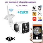 3 MP Full HD Kablosuz WiFi İç ve Dış Mekan Balık Gözü Güvenlik Kamerası TEICO-4200