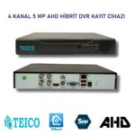 5 MP 4 Kanal AHD Hibrit Metal Kasa Kamera Kayıt Cihazı DVR Teico-7045 XMEYE H.265+ XVR