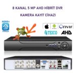 5 MP 8 Kanal AHD Hibrit Metal Kasa DVR Kamera Kayıt Cihazı XMEYE H.265+ Teico-7085