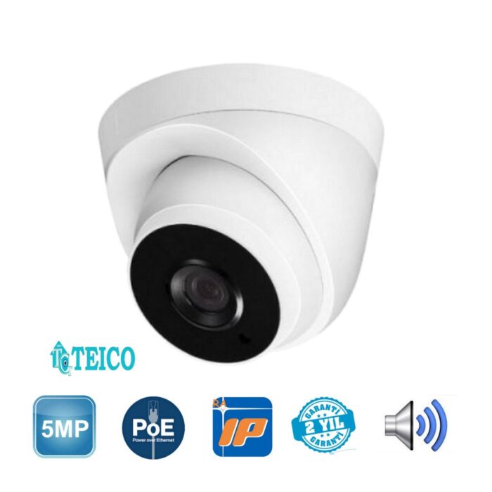 5 MP IP PoE Sesli Büyük Kasa Dome Güvenlik Kamerası Teico-3650 - Görsel 2