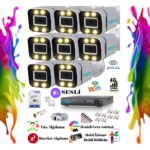8 Kameralı 5 MP Ultra HD Warm LED Renkli Sesli Güvenlik Kamera Seti Teico-6805N XMEYE 1 TB Harddisk Dahil