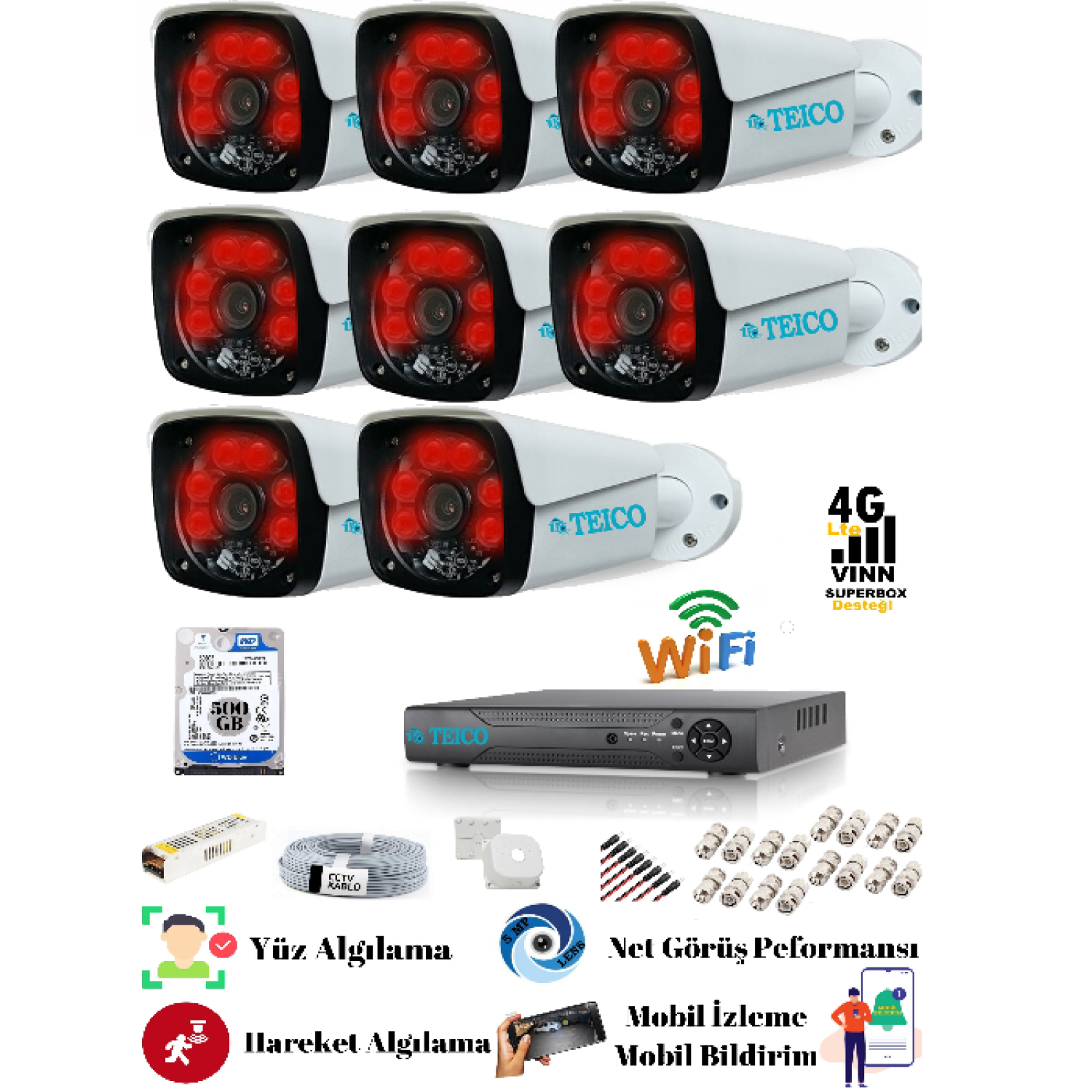 8-kamerali-5-mp-ultra-hd-guvenlik-kamera-seti-teico-6820-gece-goruslu-su-gecirmez-cepten-izleme-xmeye-500gb.jpg-1500x1500 8 Kameralı 5 MP Ultra HD Güvenlik Kamera Seti Teico-6280N 500 GB HDD Dahil IP66 Su Geçirmez Gece Görüşlü XMEYE - Görsel 1